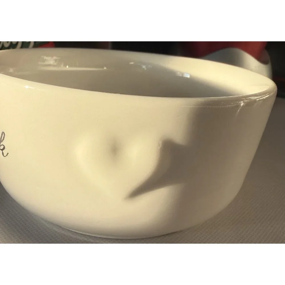 FIDO'S DINER White Live Love Bark  & Pawprint Dog Cat Pet Food Water Bowl - Picture 3 of 6